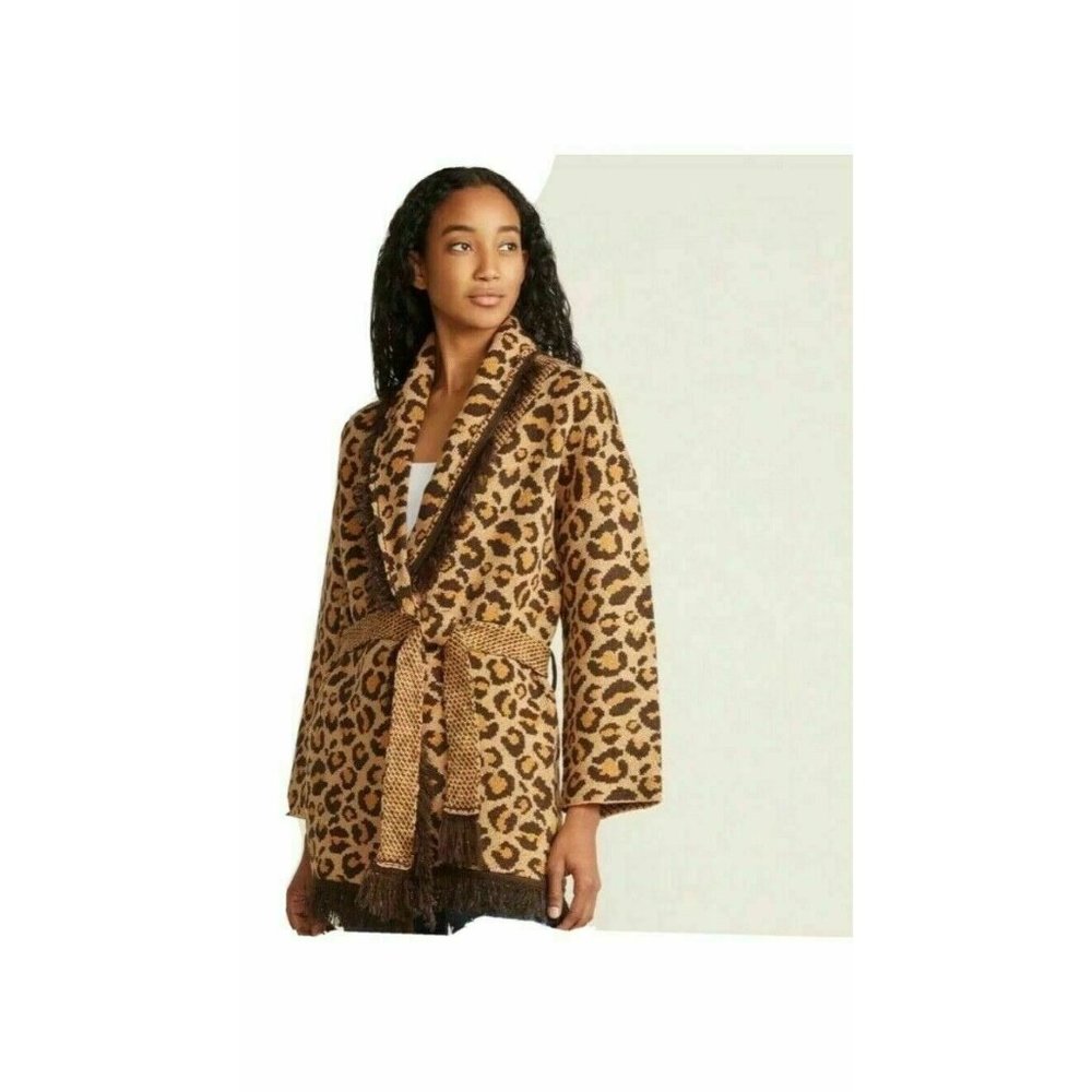 Anthropologie John And Jenn Fringe Belted Cardigan SIZE M NEW $198